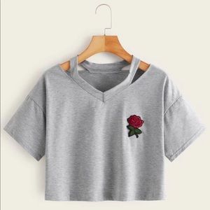 NWT Rose Patch Grey Crop-Top